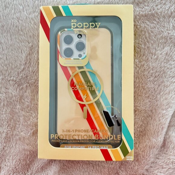NIB XO Poppy iphone Bundle Case 14 Pro Max 3-in-1 - Case/Screen/Lens - Retro - Picture 1 of 6
